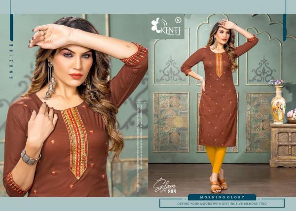 Kinti Glam Girl 8 Rayon Embroidery Straight Cut Kurti Collection